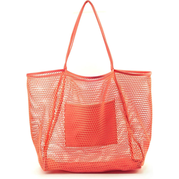 Mesh Beach Tote Damaxelhandväska A916-624 Coral