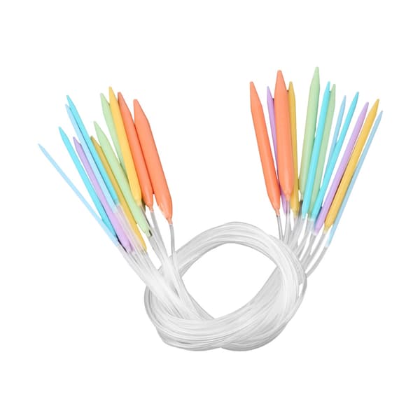 Sirkelformede strikkepinner sett - 12 stk, flerfarget, 80 cm lengde