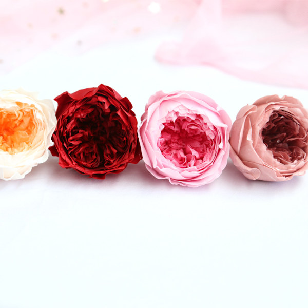 Konserverade Austin Rose 4-5cm8 blommor, Alla hjärtans dag present DIY blomlåda material (gul kant och grönt hjärta),