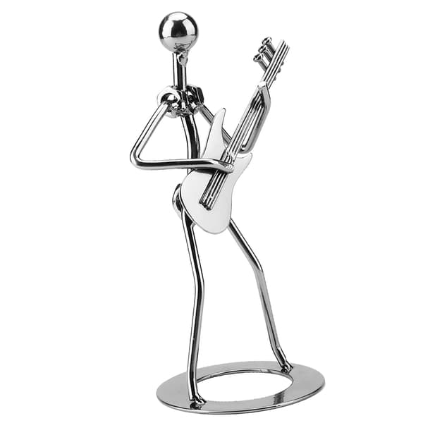 Jern Gitarspiller Musiker Statue Samleobjekt Dekor Gave