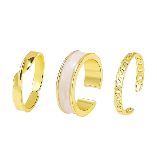 3st/ set Fingerringar Delikat Öppna Charmiga Blanka Justerbara Damringar För Dejting