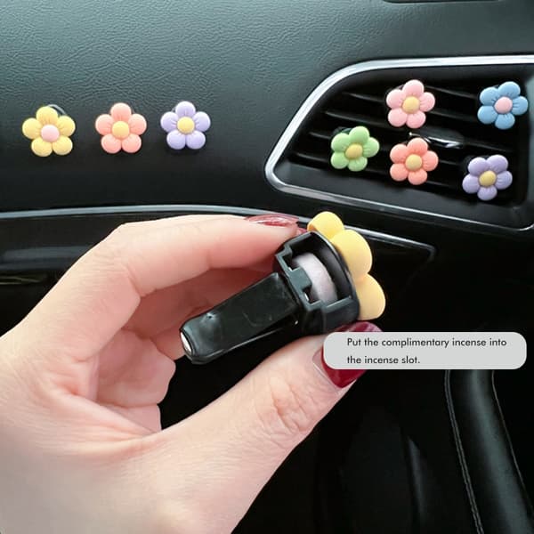 6 st Blomster Bil Luftventil Klämma Härlig Blommig Aromaterapi Bil Luftfräschare Ventil Dekoration