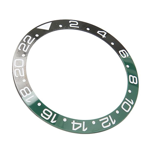 38mm GMT Klocka Bezel Insert Ring Svart Grön Bas Vita Markeringar Keramisk Bezel Insert