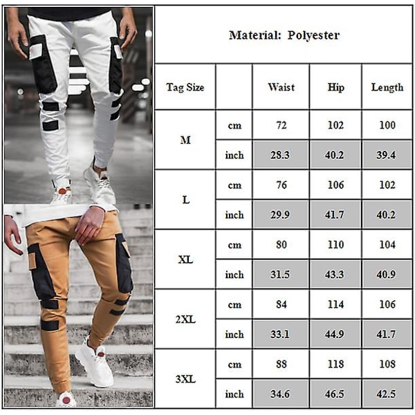 Miesten Colorblock Cargo Jogger -housut Khaki 3XL
