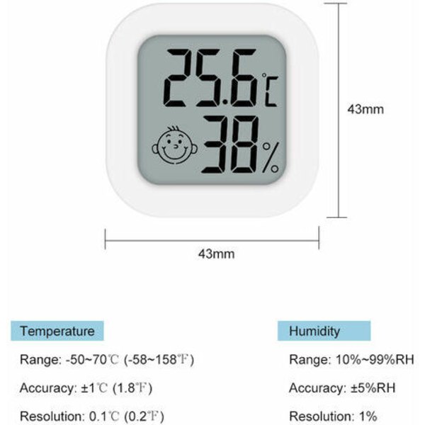 Kkmoon Mini indendørs termometer fugtighedsmonitor Digital LCD temperaturmåler sensor Hygrometer temperaturindikator Th