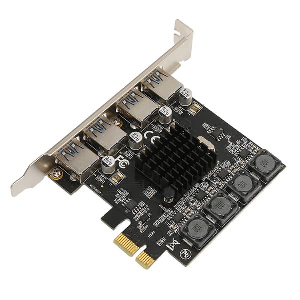 PCIe till USB 3.0 expansionskort 4 portar 5 Gbps höghastighets självdriven hubb för Windows Linux
