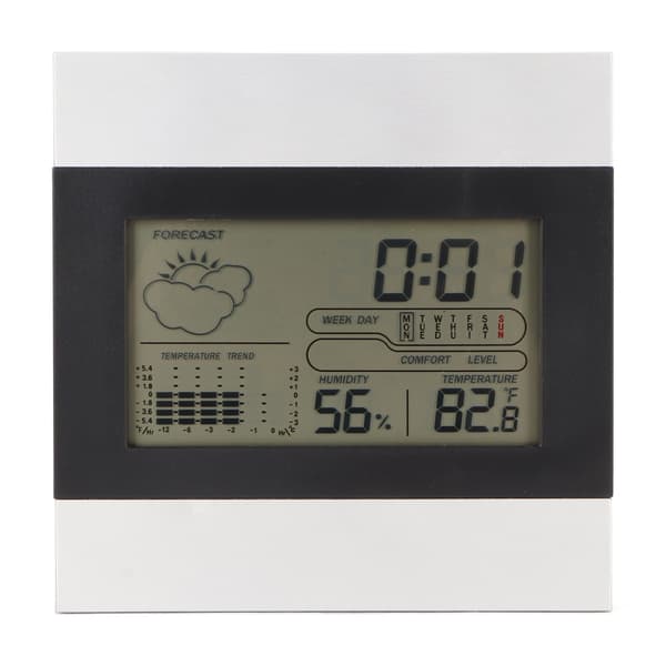 Digital Väderklocka Temperatur Luftfuktighet Display Aluminiumfodral Skrivbord Väggmontering Väckarklocka