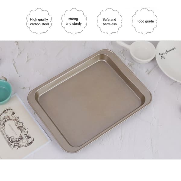 Metallisk Rektangulær Brødform Flerbruks Holdbar Bakeplate DIY Bakverk 24 X 18 cm Gull