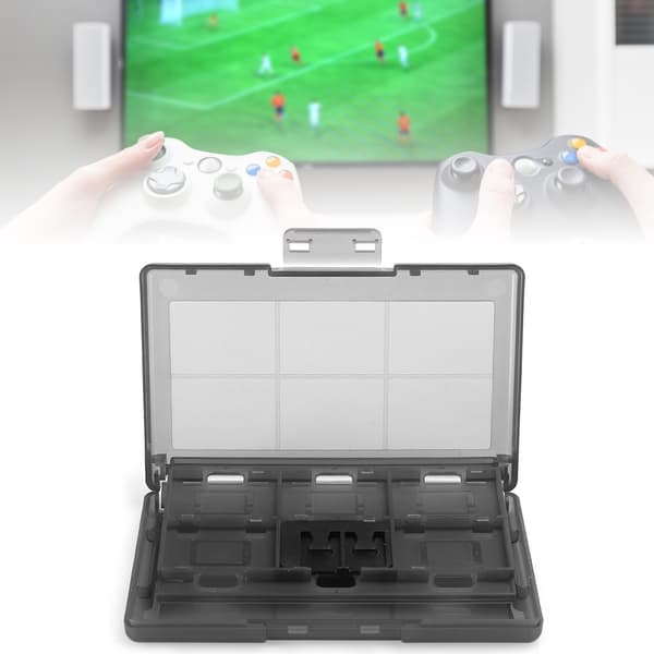 12-i-1 Spilkort Opbevaringsetui Hårdt Beskyttende Holder til Nintendo Switch Sort