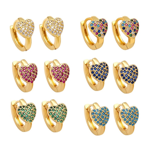 Örhängen Vintage Zircon Heart Stud Modesmycken Ac10523 Green