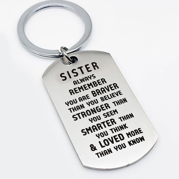 Till syster Mening Presentbokstäver Nyckelring Nyckelring i rostfritt stål hängsmycke Examengåva