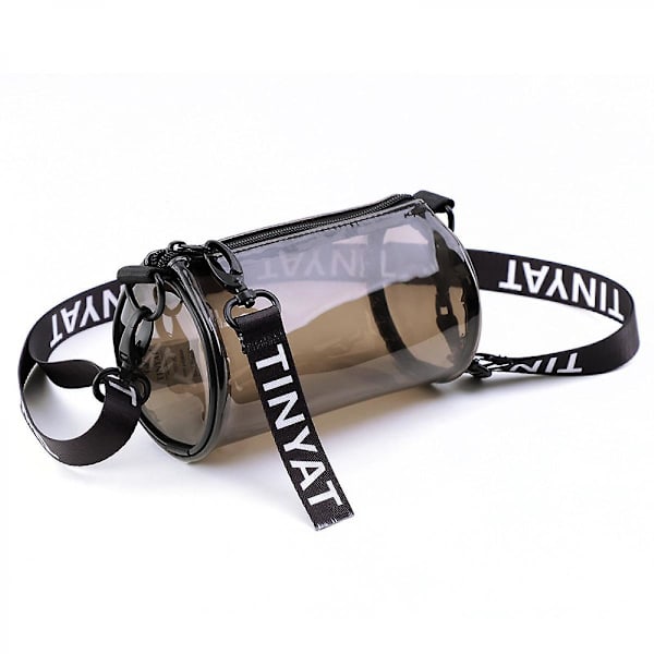 Gennemsigtig taske Mode Vandtæt Pvc Jelly Bag Dame Messenger Bag Mini Cylinder Telefon Taske A916-1040 Black
