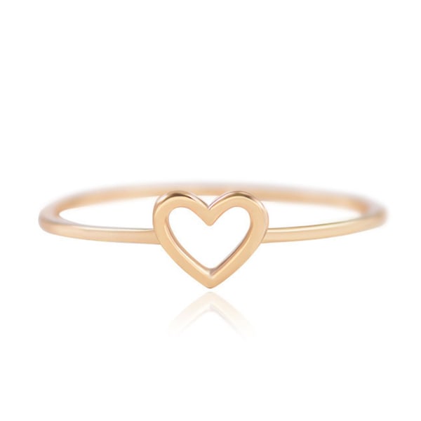 Kvinder Simple Udhulet hjerte Ring Valentine Foreslå Circlet smykker gave Silver US 10