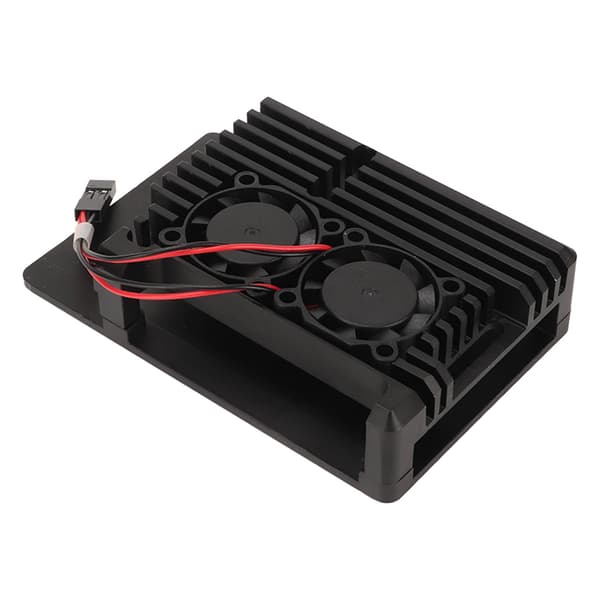 Raspberry Pi 4b Kylfläns i Aluminiumlegering Kylfodral Dubbla Fläktar Värmeavledning