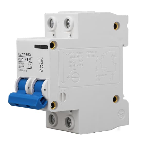 2P DC Type B Miniature Circuit Breaker DIN Skinne Montering Solcelle PV System DC500V 20A