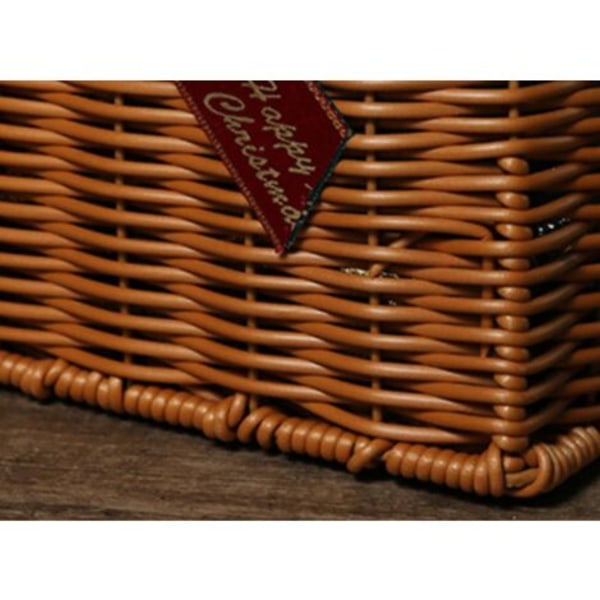 Opbevaringskurv, naturligt træ til jul eller festdekoration, bærbar gaveæske i rattan, 26,5*18*16 cm