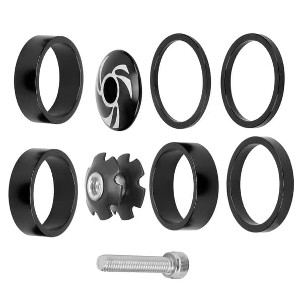 6 stk. Cykel Headset Spacer i Aluminium Legering Sort Mountaincykel Styr Frempind