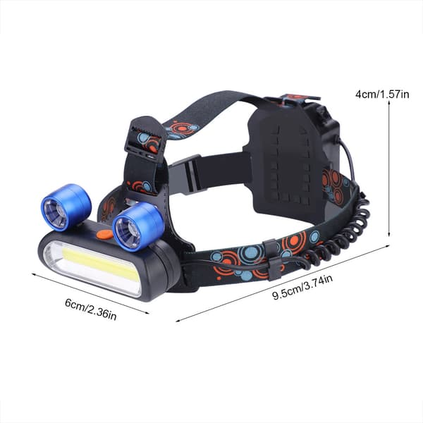 150000LM 2 LED COB Oppladbar 18650 Hodelykt USB Lys Blå