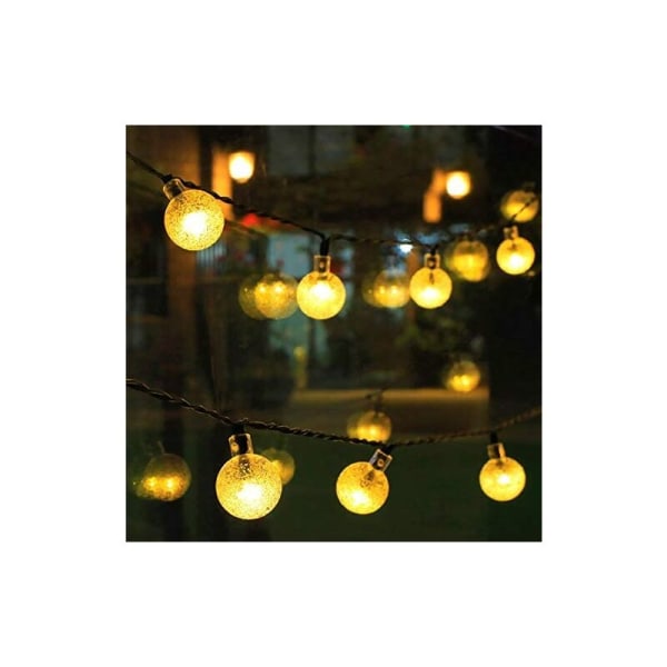 Varmvit 30 lampor 6,5 meter 8 funktioner 1,8 cm Bubble Ball Solar String Light Bubble Ball LED Utomhus Kristallkula Li
