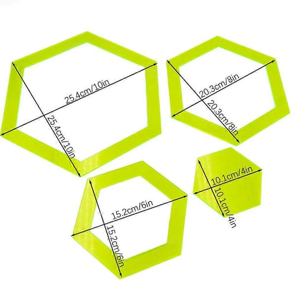 Stor sekskantmalsett Multifunksjonell sy-lappeteppe-linjal for husholdning 4pcs