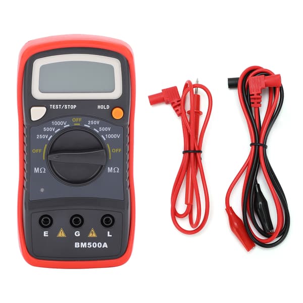 LCD-isolasjonsmotstandsmeter BM500A 1000V Digital Megohm-tester