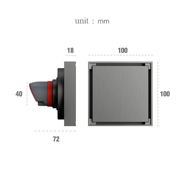 10*10cm gulvafløb, usynlig gulvafløb, al kobber gulvafløb, velegnet til badeværelse, toilet mv.