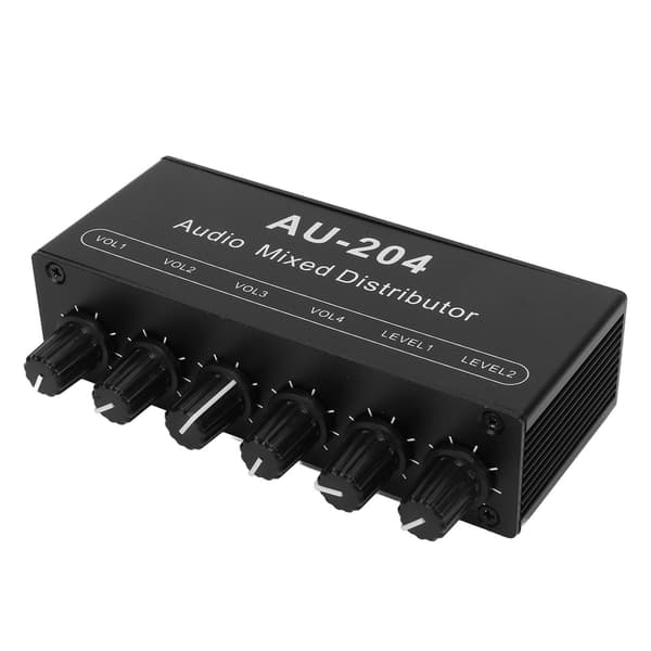 Stereo Audio Splitter Box Mini Forforstærker Hovedtelefonforstærker 2 Input 4 Output 3.5mm