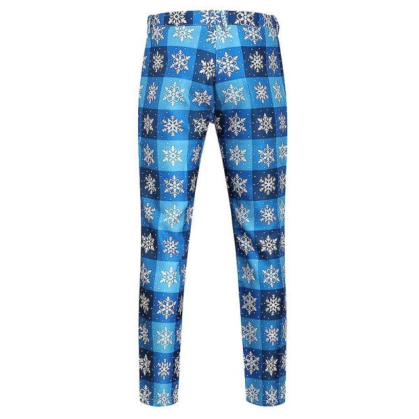 Fine jakkesætsbukser til mænd med juletryk Blue 3XL