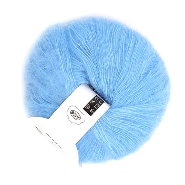 Blød og varm lang mohair Pashmina strikket uldgarn - lyseblå