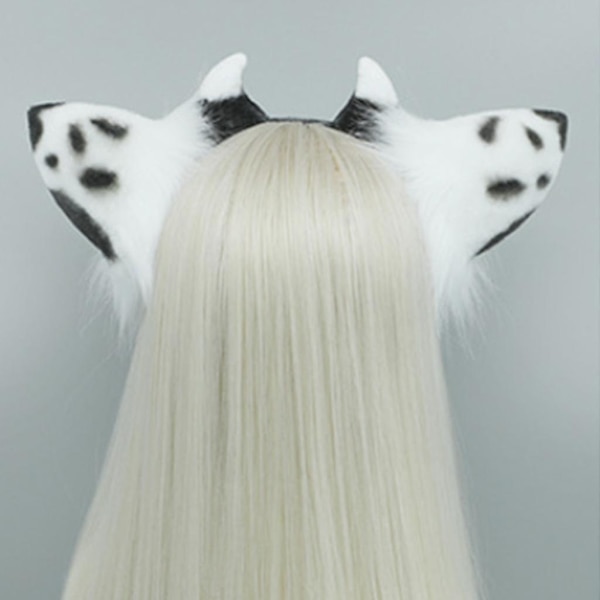 Plys ko-ører hårbånd Tegnefilm dyr øre pandebånd Anime Cosplay hårbøjle White