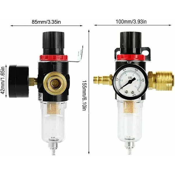 1/4" Vandudskiller regulatormåler i messinghoved