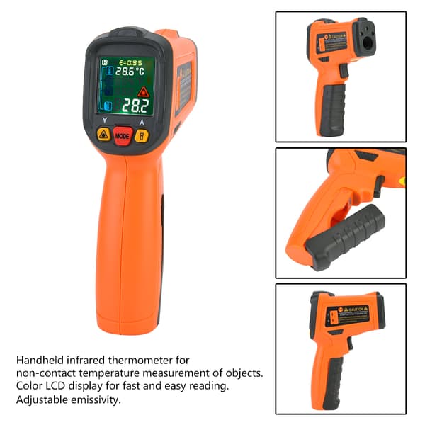 Højpræcisions kontaktfri digital infrarød termometer -50°C til 800°C / -58°F til 1472°F