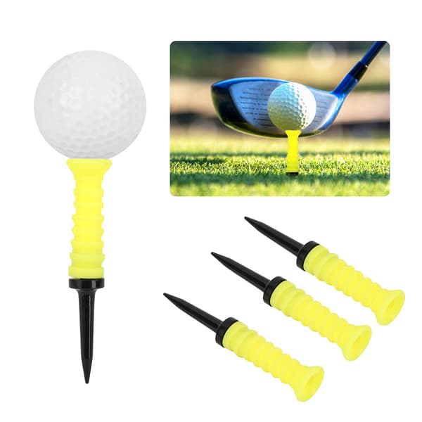 3-pak 83 mm gule elastiske golftees gummi boldholder træningsværktøj