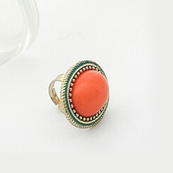 Ring Justerbar Stor Oval Inlagd Legering Natural Gem Stone Ring För Dating Black