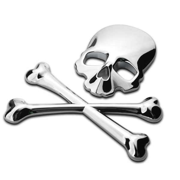 Skull Car Logo Metallinen Skull Body Tarra Sivuoven tarra Hännän etiketti Koristetarra (hopea)