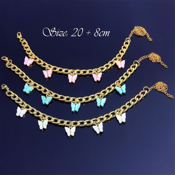 Butterfly ankelkæde armbånd legering & akryl håndled ankel kæde elegante smykker Gold