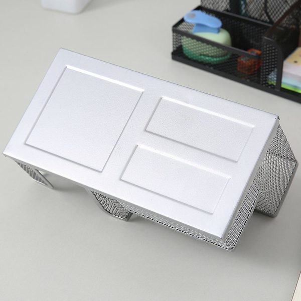 Organizer Multifunktionell metallpenna Desktop Organizer Hållare för kontorsmaterial silver