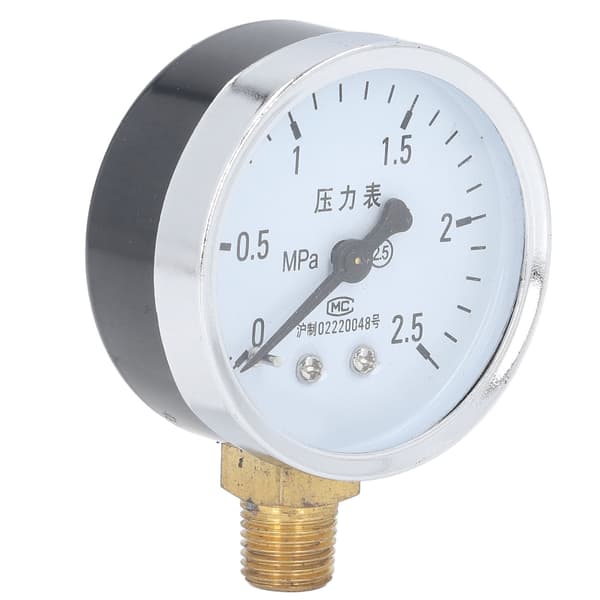 Transparent mätare - 1/4 NPT, 2,5 noggrannhet, rostfritt stålhus, lufttryck 0-2,5Mpa