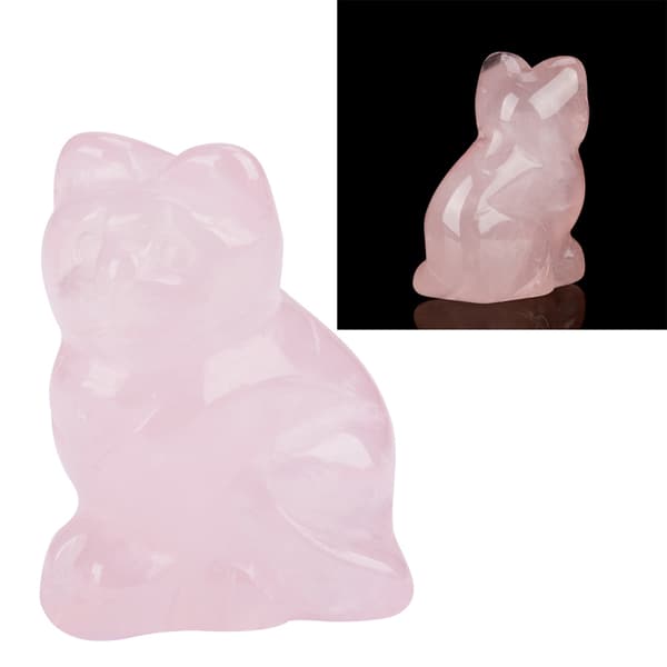 Rose Quartz Kitten Formet Helbredende Krystall Edelsten Dekorasjon