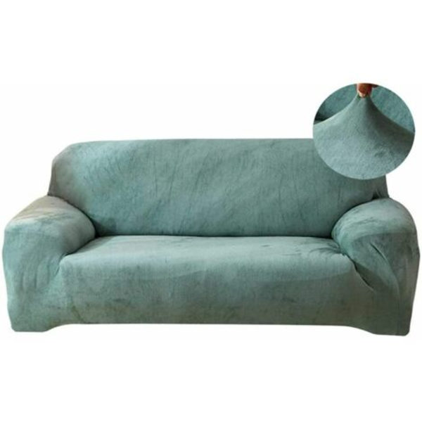 Cover, 3-sits stretchig cover, tjockt cover i sammet, lätt att justera, elastiskt tyg, skydd för soffan