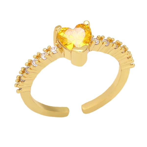 Ring Vintage Zircon Heart Stud Fashion smykker Ac8573 Yellow