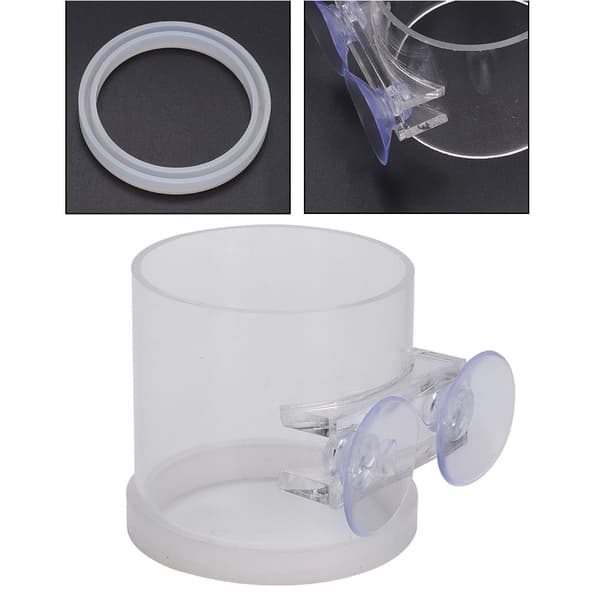 Akryl Transparent Fiskefodringsring Sugekop Akvariefoderautomat