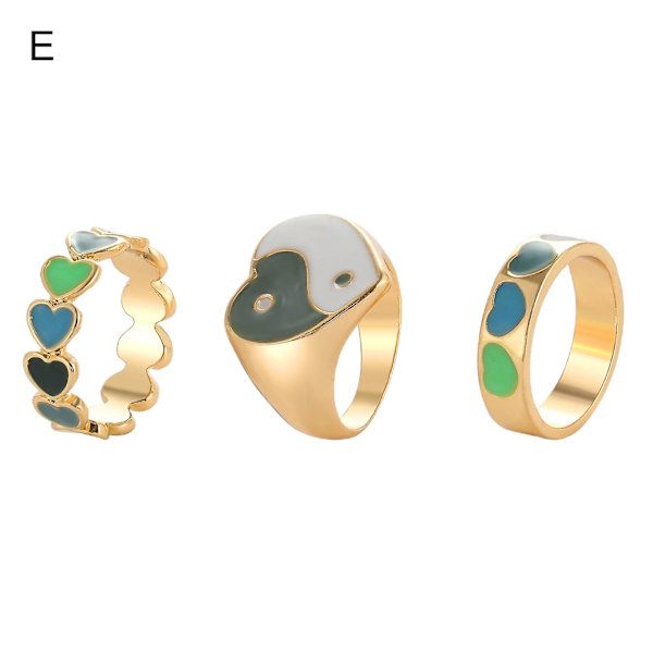 1 Set Knuckle Rings Heart Stackable Women Exquisite All Match Finger Rings For Party E