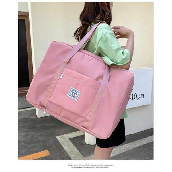 Bærbar Open End rejsebagage Bagageopbevaringstaske Bæretaske Oxford Cloth Large Kapacitet Pink