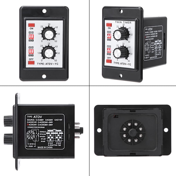 ATDV YC 6S 60M Dubbel Timer Relä Switch DC 24V