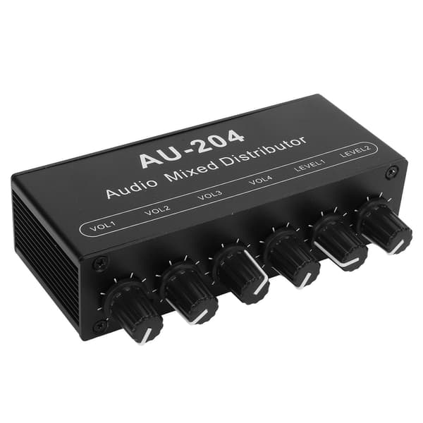 Stereo Audio Splitter Box Mini Forforstærker Hovedtelefonforstærker 2 Input 4 Output 3.5mm