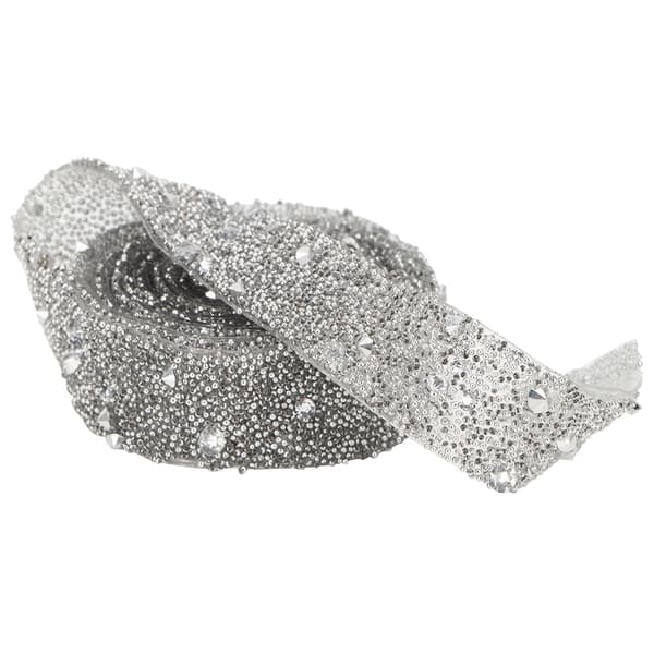 1 Yard Delikat Glossy Crystal Sequins Beaded Trim DIY Crafts Sølv