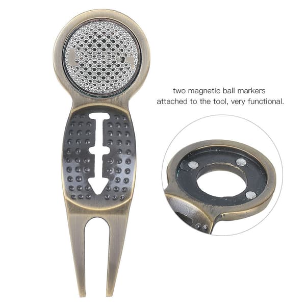 Golf Divot Repair Tool med Magnet og Markering for Trening (Bronse)