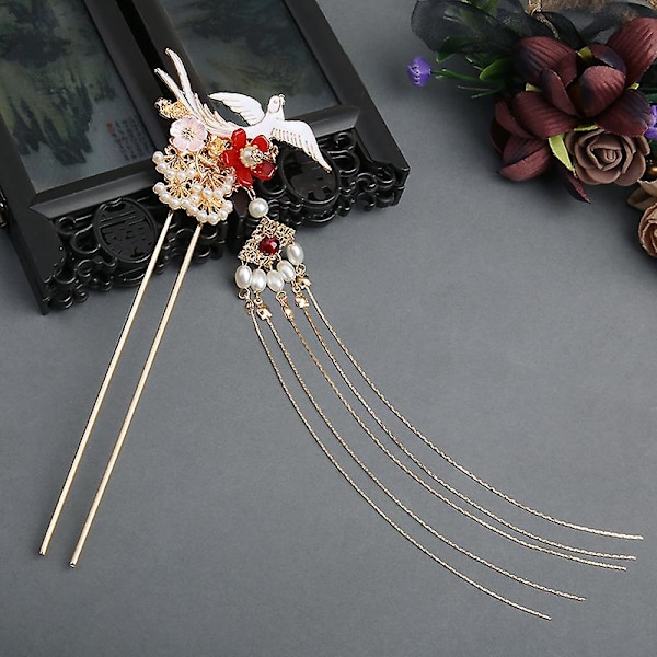 2021 New Hanfu hårnål Daily Wear Pearl Decor Step Shake Flower Shake Lång tofs hårtillbehör