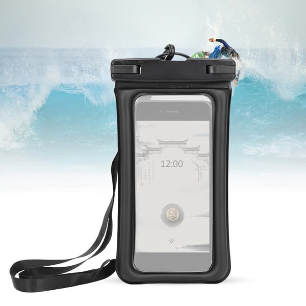 PVC Vandtæt Flydende Telefon Cover Elastisk Telefon Case Rem Touch Bag til Rafting Svømning Sort